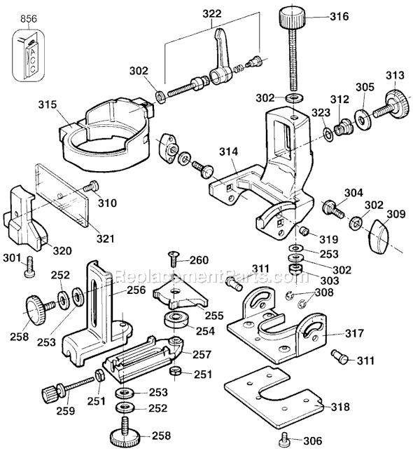Page C Diagram and Parts List for 3280 Type 1 Black and Decker Router